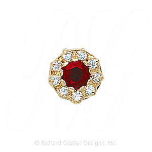 GS040 G/D - 14 Karat Gold Slide with Garnet center and Diamond accents 